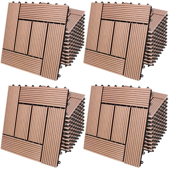 Deuba® WPC Fliesen 44er-Set Mosaik Terrakotta - 30x30cm