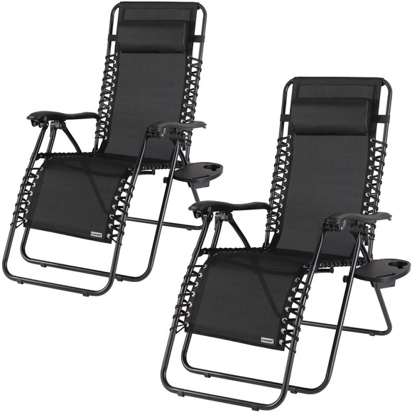 Gartenstuhl 2er-Set Schwarz klappbar