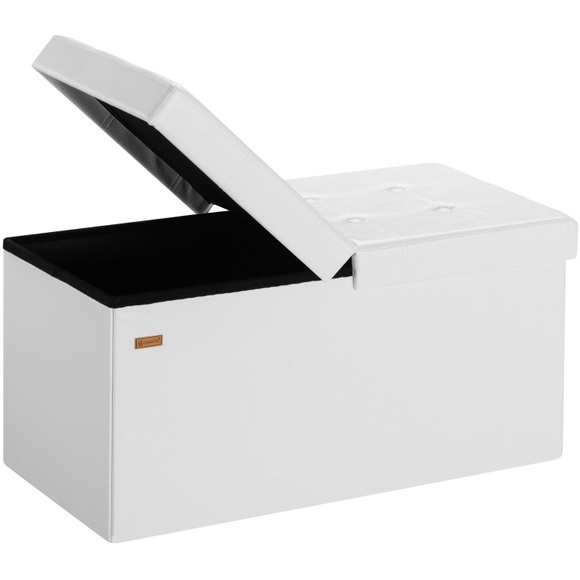Sitzbank Weiß 80x40x40cm mit Stauraum faltbar