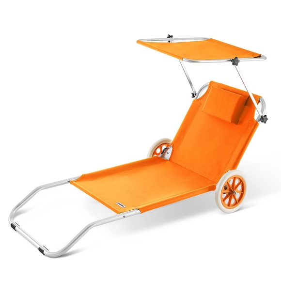 Sonnenliege Kreta Orange Alu mit Rollen