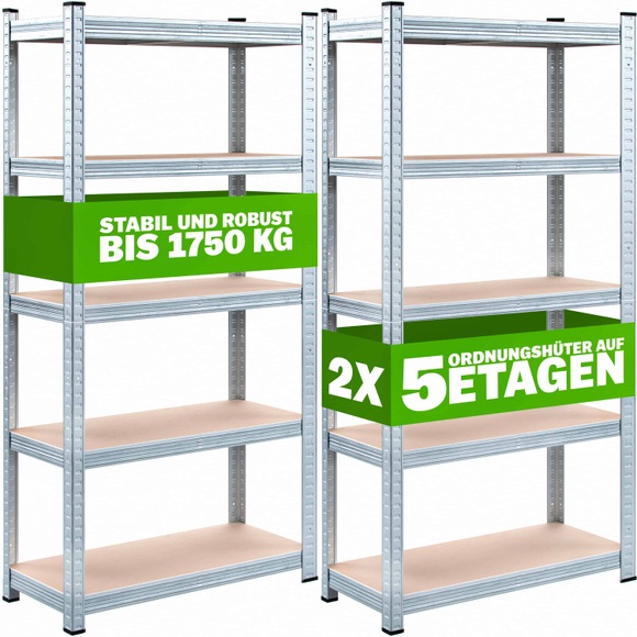 Schwerlastregal 2er-Set 180x90x60cm verzinkt 875kg