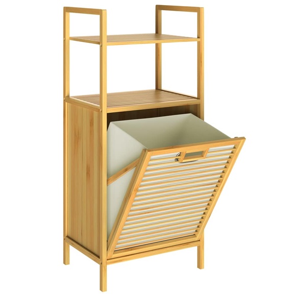 Casaria Badregal mit Wäschekorb Bambus 43l