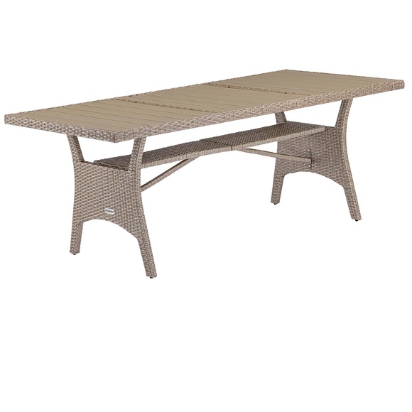 Polyrattan Gartentisch Takeo Creme 190x90x75cm WPC