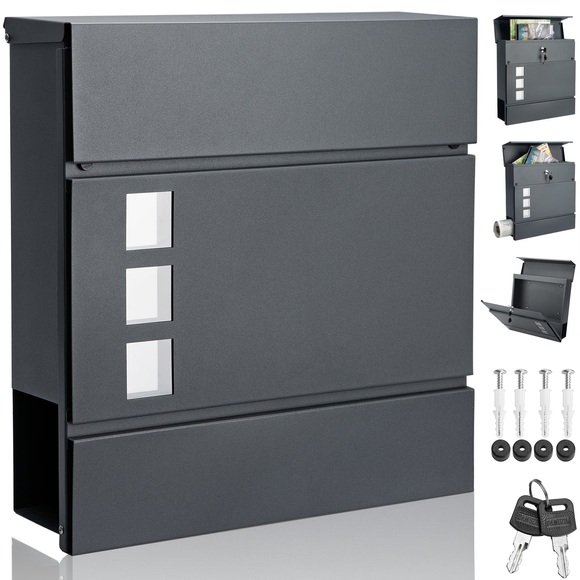 Designer Briefkasten mit Sichtfenster Anthrazit