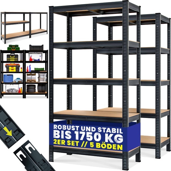 Schwerlastregal 2er-Set 180x90x40cm verzinkt