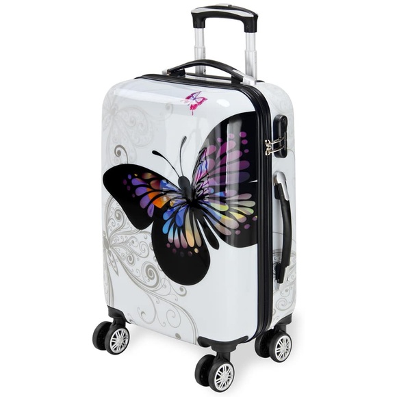 monzana® Koffer Hartschale Butterfly M aus Polycarbonat 42l 56x37x23cm
