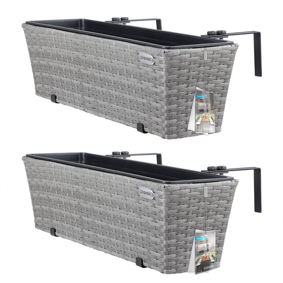 Polyrattan Blumenkasten 2er-Set Grau