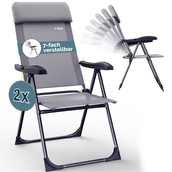 Gartenstuhl 2er-Set Grau Alu klappbar