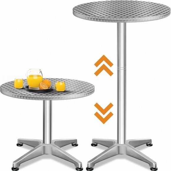 Deuba Stehtisch Silber Alu Ø60cm höhenverstellbar
