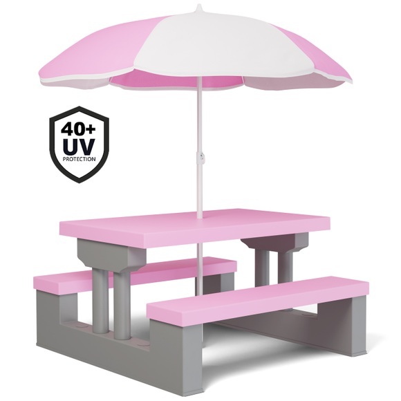 Kindersitzgruppe Pink mit Sonnenschirm
