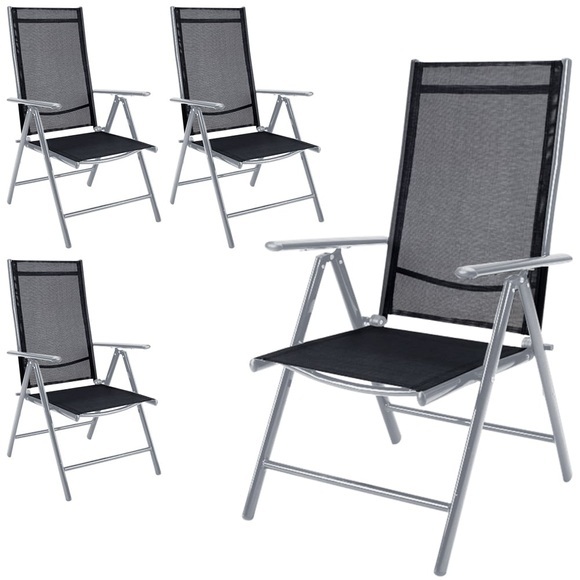 Deuba 4er Set Alu Gartenstuhl Hochlehner »Bern« - silber