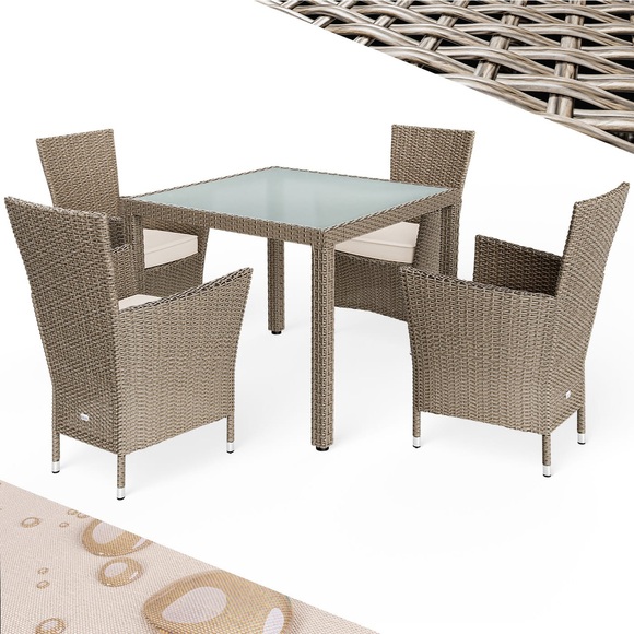 Polyrattan Garten-Sitzgruppe Bali 5-tlg. Beige/Creme