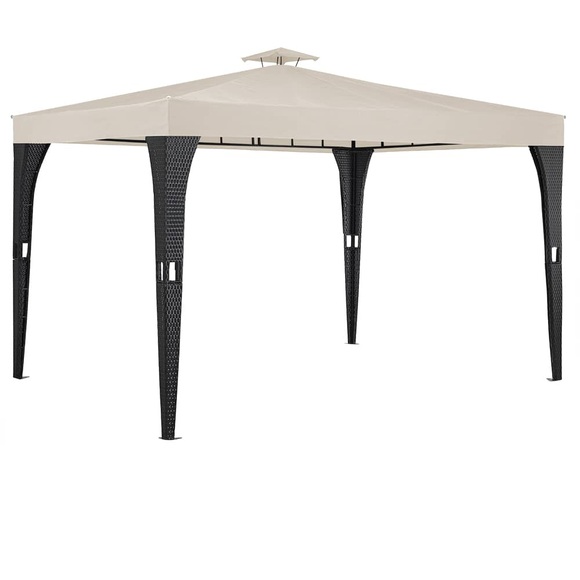 Casaria Polyrattan Pavillon Schwarz-Creme 3x4m