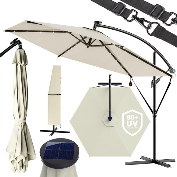 Kingsleeve LED Solar Ampelschirm Haiti Creme Ø300cm
