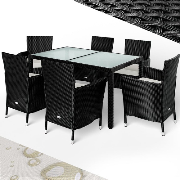 Casaria Polyrattan Sitzgarnitur Bali 13-tlg. Schwarz