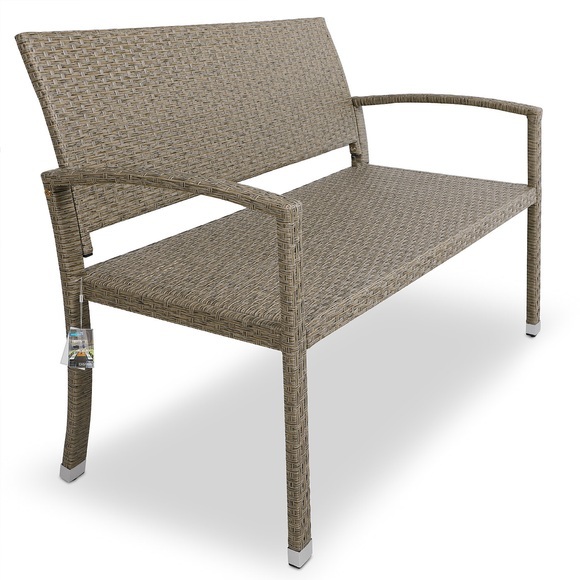 Casaria Polyrattan Gartenbank Creme 122x55x90cm