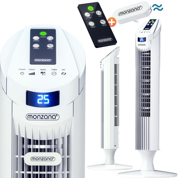 Monzana ® Turmventilator Weiß 84cm inkl. Fernbedienung
