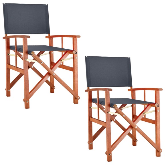 Deuba Regiestuhl Cannes 2er-Set Anthrazit Eukalyptus FSC®-zertifiziert