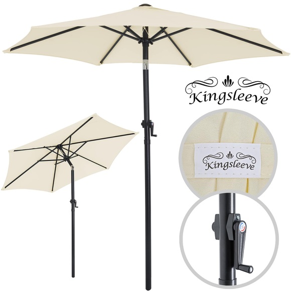 Kingsleeve Sonnenschirm Fiji Beige Ø200cm mit Kurbel