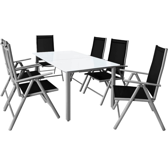 Deuba Sitzgruppe Bern 7-tlg. Silber Alu Milchglas
