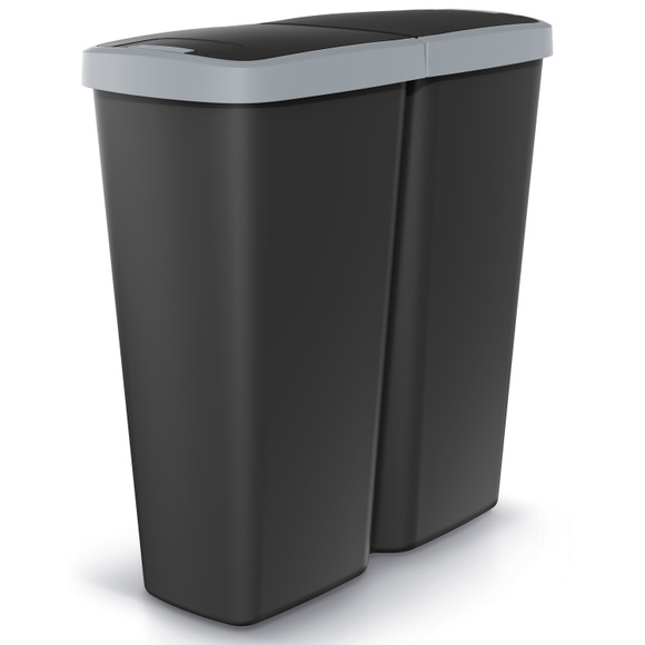 Mülleimer Duo Schwarz/Anthrazit 50L 55x25x57cm