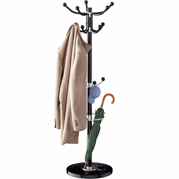 Kleiderständer Schwarz mit Marmorfuß 173cm