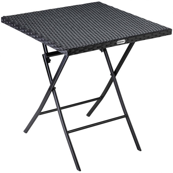 Casaria Polyrattan Klapptisch Rom Schwarz 73x63x63cm