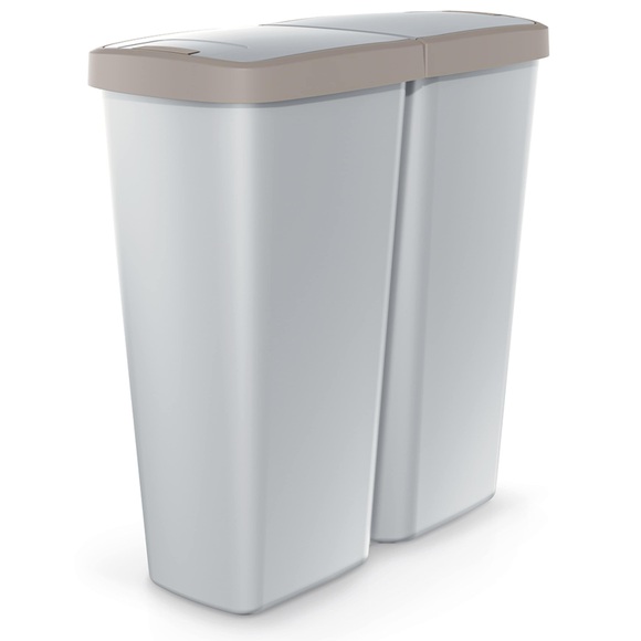 Mülleimer Duo Grau/Taupe 50L 55x25x57cm