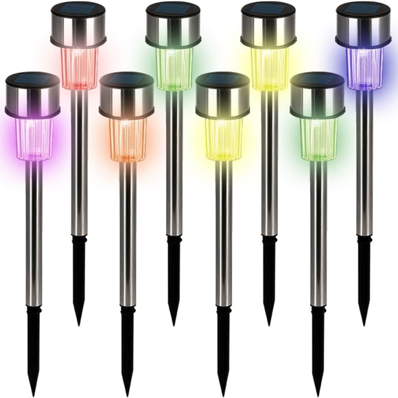 Deuba LED Solarleuchte 8er-Set Edelstahl Multicolor