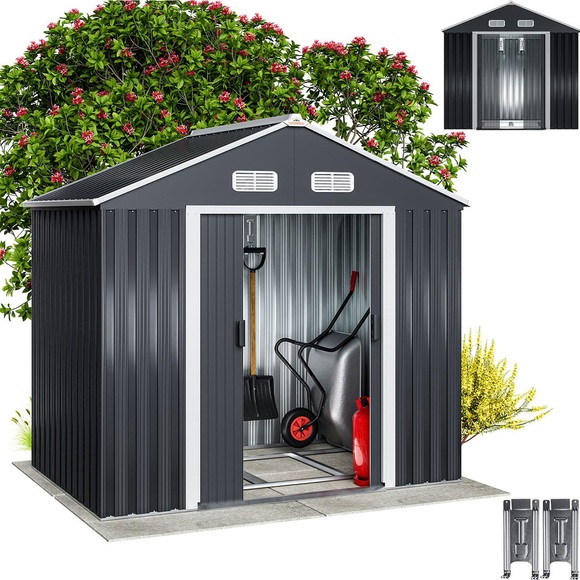 Deuba Gerätehaus Anthrazit Metall 210x132x186cm