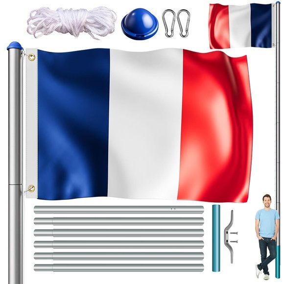 Fahnenmast Alu 650cm inkl. Frankreich-Flagge