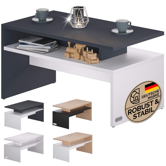 Couchtisch Sacramento Weiß/Schwarz 92x50x47cm