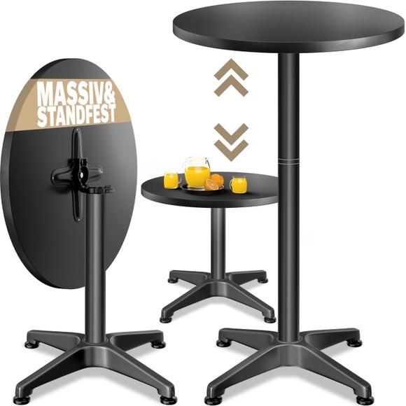 Stehtisch Schwarz Alu Ø60cm klappbar, höhenverstellbar