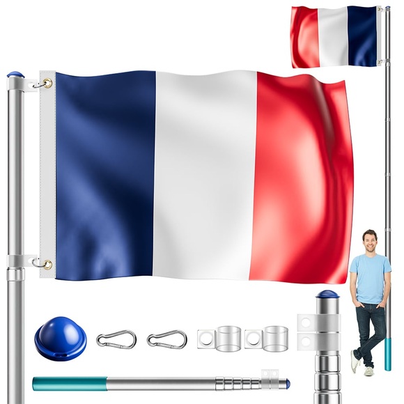 Fahnenmast Alu 630cm inkl. Frankreich-Flagge