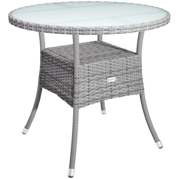 Polyrattan Tisch Grau Ø80cm