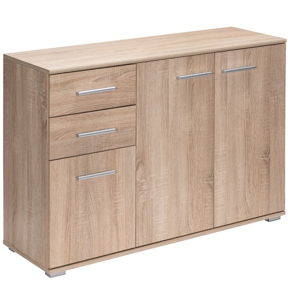Casaria Sideboard Kommode eiche mit 3 Türen und 2 Schubladen