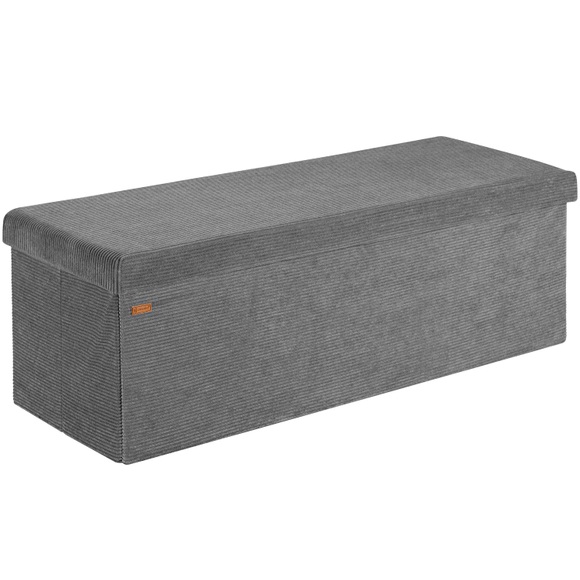 Sitzbank Anthrazit Cord 114x38x38cm MDF faltbar