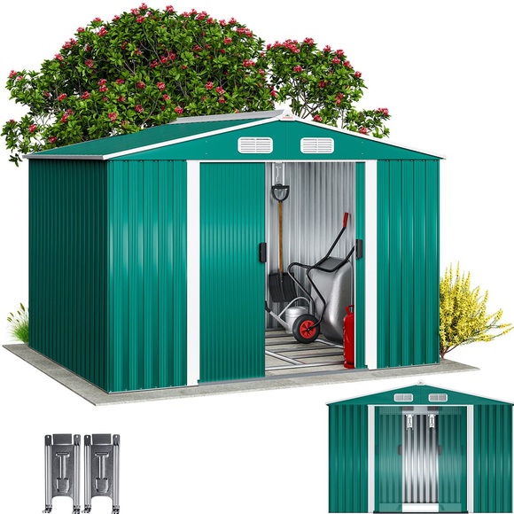 Deuba Gerätehaus Grün Metall 257x205x177,5cm