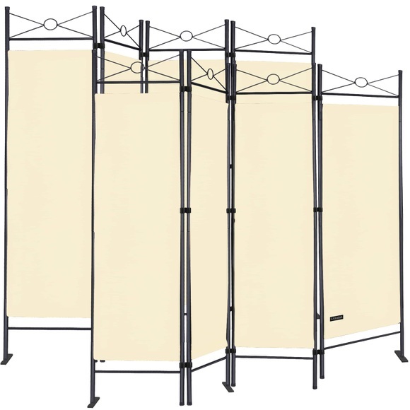 Deuba 2x Paravent Raumteiler creme/weiß