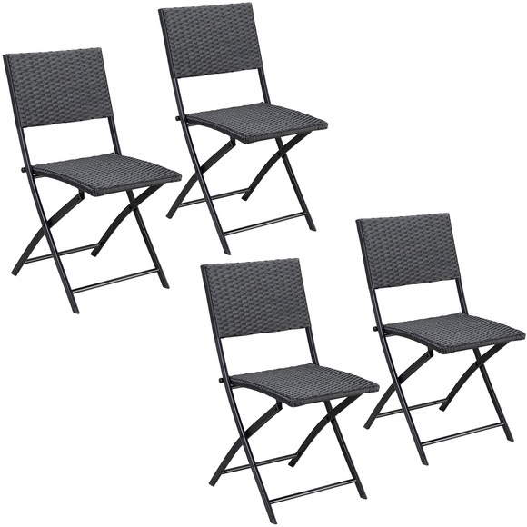 Polyrattan Klappstuhl Rom 4er-Set Schwarz