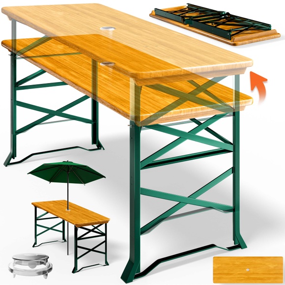 Casaria Bierzelttisch 170x50x75-105cm höhenverstellbar und klappbar
