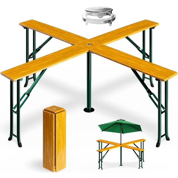 Casaria Stehtisch Quattro 241x241x104cm mit Sonnenschirmhalterung
