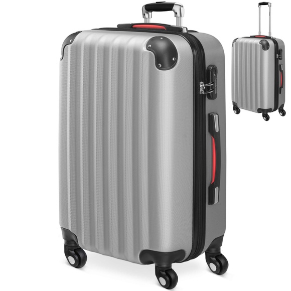 Deuba Koffer Hartschale Baseline Silber L aus ABS 62l 60x25x39,5cm