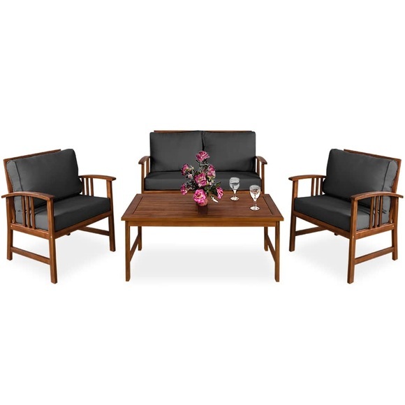 Casaria Lounge Sitzgruppe Atlas aus Akazienholz - Auflagen anthrazit