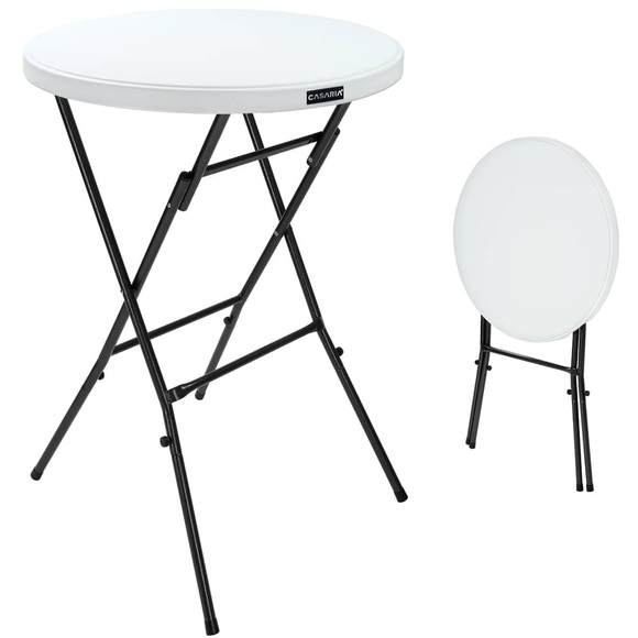 Casaria Stehtisch Weiß Kunststoff Ø72cm klappbar