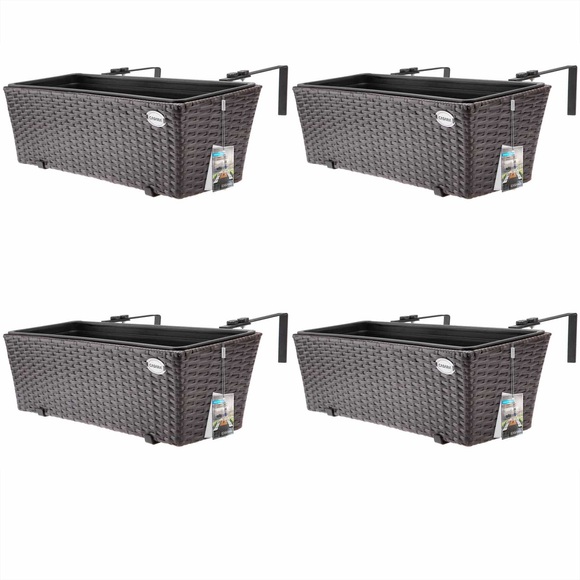 Polyrattan Blumenkasten 4er-Set Braun