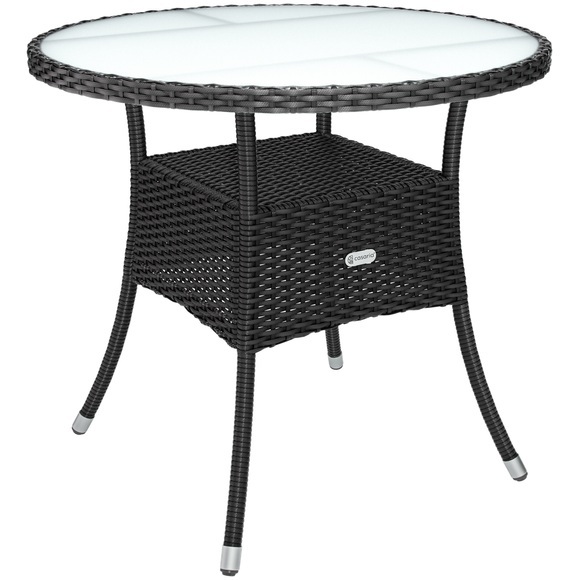 Casaria Polyrattan Tisch Schwarz Ø80cm