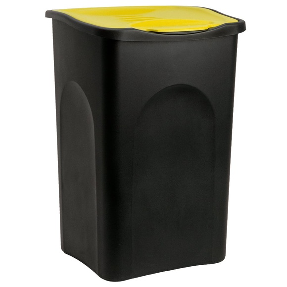 Deuba Mülleimer Schwarz/Gelb Kunststoff 50L