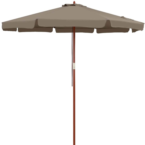 Kingsleeve Sonnenschirm Taupe Holz Ø330cm UV-Schutz 50+