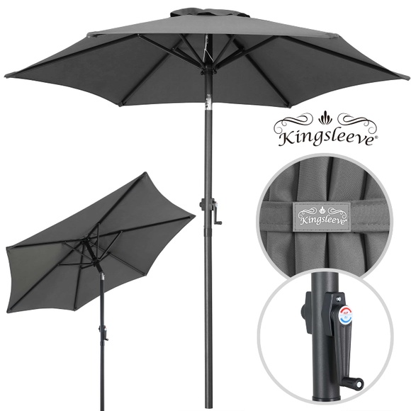 Kingsleeve Sonnenschirm Fiji Anthrazit Ø200cm mit Kurbel